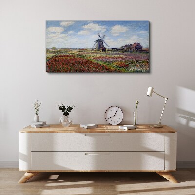 Landscape with a windmill Print on canvas