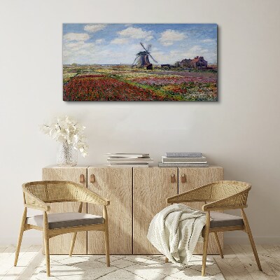 Landscape with a windmill Print on canvas