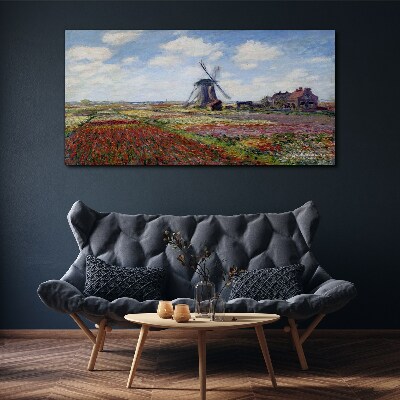 Landscape with a windmill Print on canvas