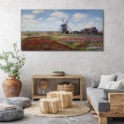Landscape with a windmill Print on canvas