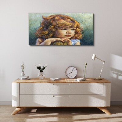 A thoughtful girl with red hair Canvas wall art