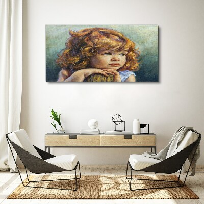 A thoughtful girl with red hair Canvas wall art