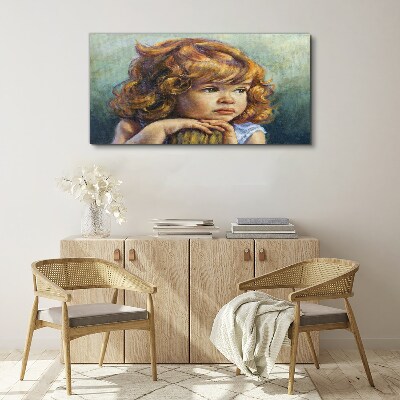 A thoughtful girl with red hair Canvas wall art