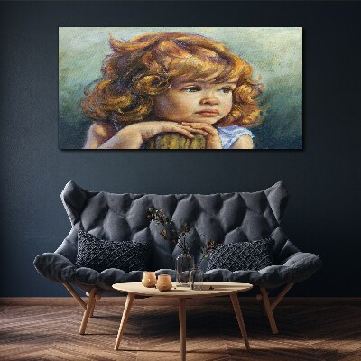 A thoughtful girl with red hair Canvas wall art