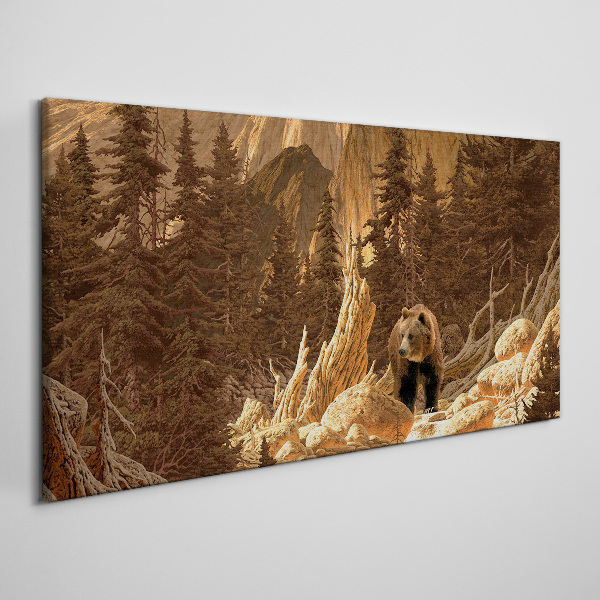 Grizzly in a mountain landscape Print on canvas