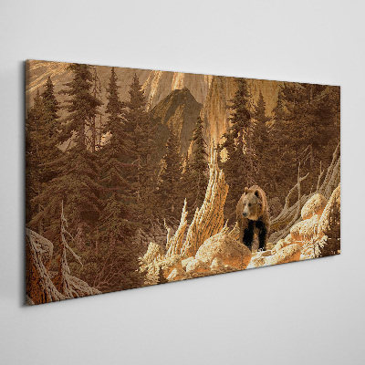 Grizzly in a mountain landscape Print on canvas