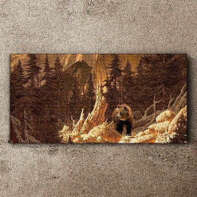 Grizzly in a mountain landscape Print on canvas