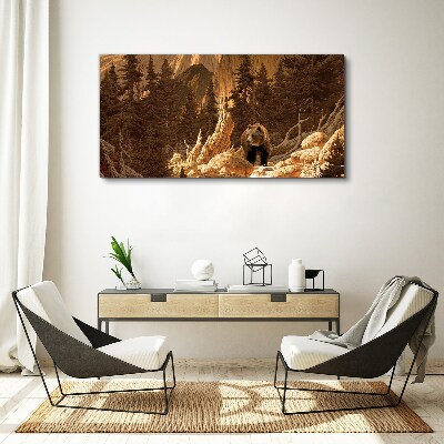Grizzly in a mountain landscape Print on canvas