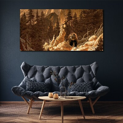 Grizzly in a mountain landscape Print on canvas