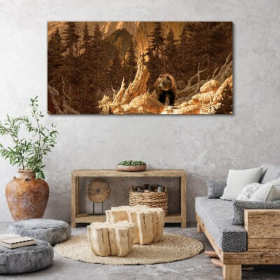 Grizzly in a mountain landscape Print on canvas