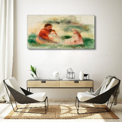 Family in pastel colors Canvas wall art