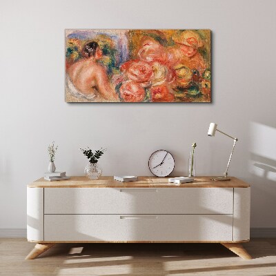 Flowers and a woman Print on canvas