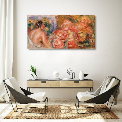 Flowers and a woman Print on canvas