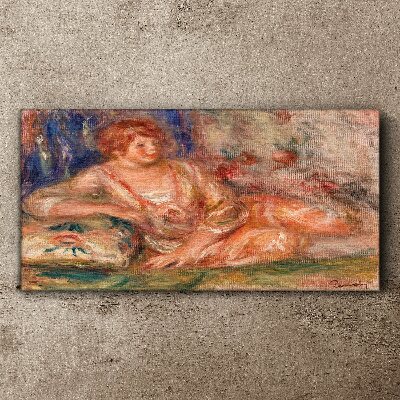 A quiet moment with flowers in the background Print on canvas