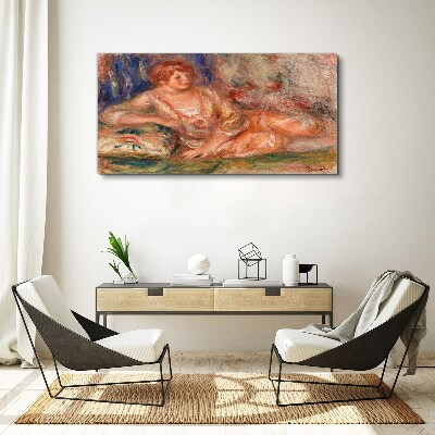 A quiet moment with flowers in the background Print on canvas