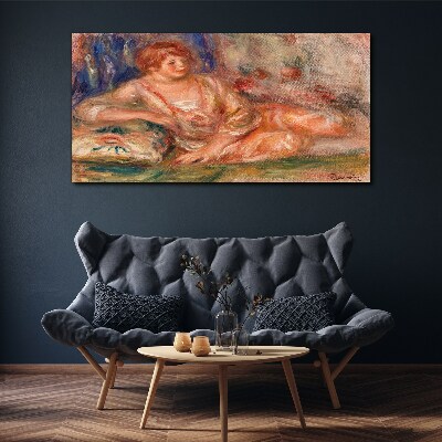 A quiet moment with flowers in the background Print on canvas