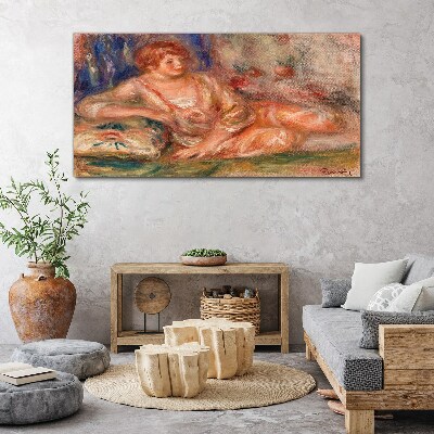 A quiet moment with flowers in the background Print on canvas