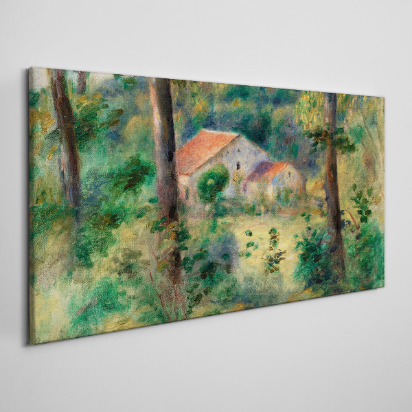 Green landscape with houses Print on canvas
