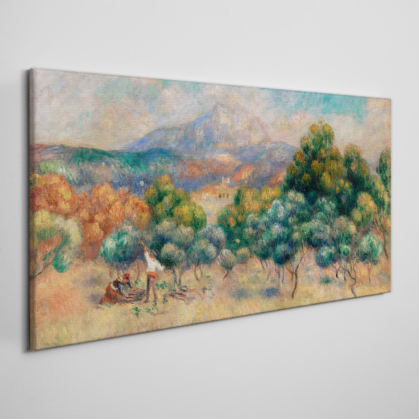 Landscape with trees and a cottage Canvas wall art