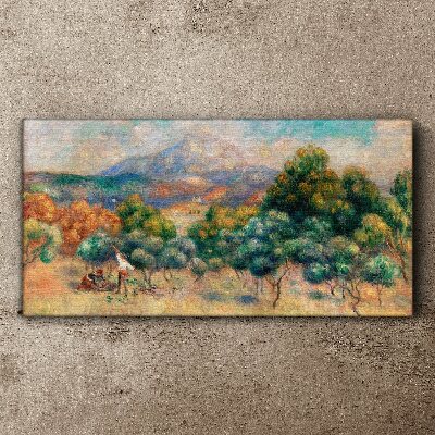 Landscape with trees and a cottage Canvas wall art
