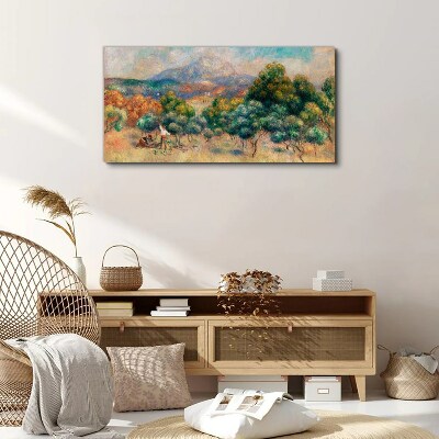 Landscape with trees and a cottage Canvas wall art