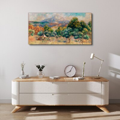 Landscape with trees and a cottage Canvas wall art