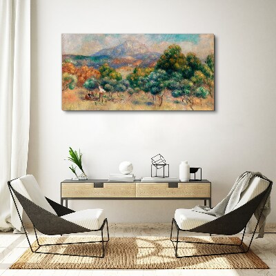 Landscape with trees and a cottage Canvas wall art