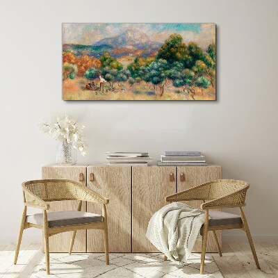 Landscape with trees and a cottage Canvas wall art