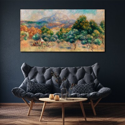 Landscape with trees and a cottage Canvas wall art