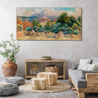 Landscape with trees and a cottage Canvas wall art