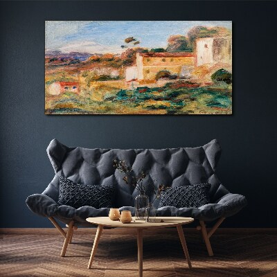 Landscape with rural buildings Canvas wall art