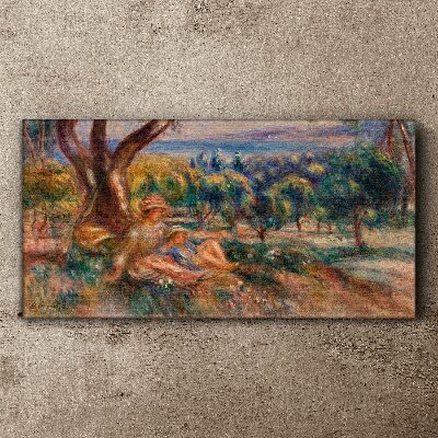 Mother and child in the orchard Canvas wall art