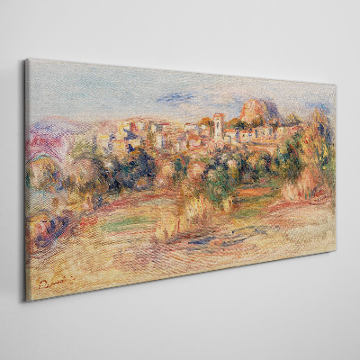 Landscape with colorful hills Canvas wall art