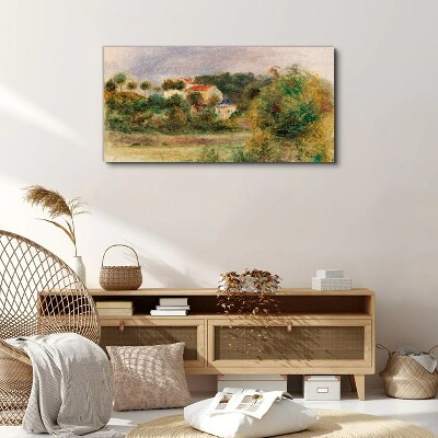 Idyllic landscape with a house Print on canvas