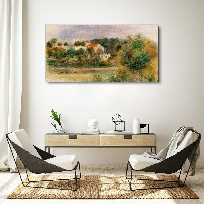Idyllic landscape with a house Print on canvas