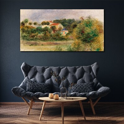 Idyllic landscape with a house Print on canvas