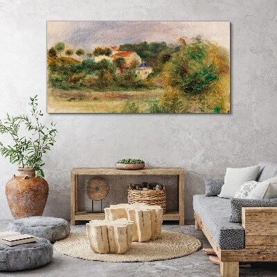 Idyllic landscape with a house Print on canvas