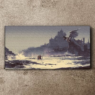 A mystical land among the waves Print on canvas