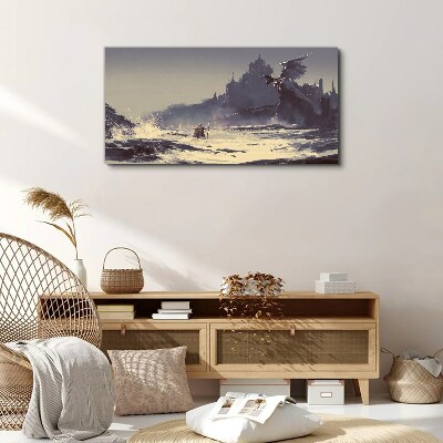 A mystical land among the waves Print on canvas