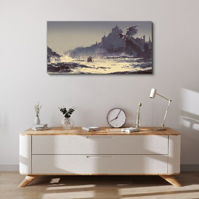 A mystical land among the waves Print on canvas