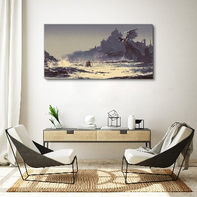 A mystical land among the waves Print on canvas