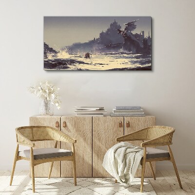 A mystical land among the waves Print on canvas
