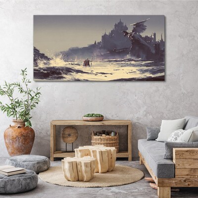 A mystical land among the waves Print on canvas