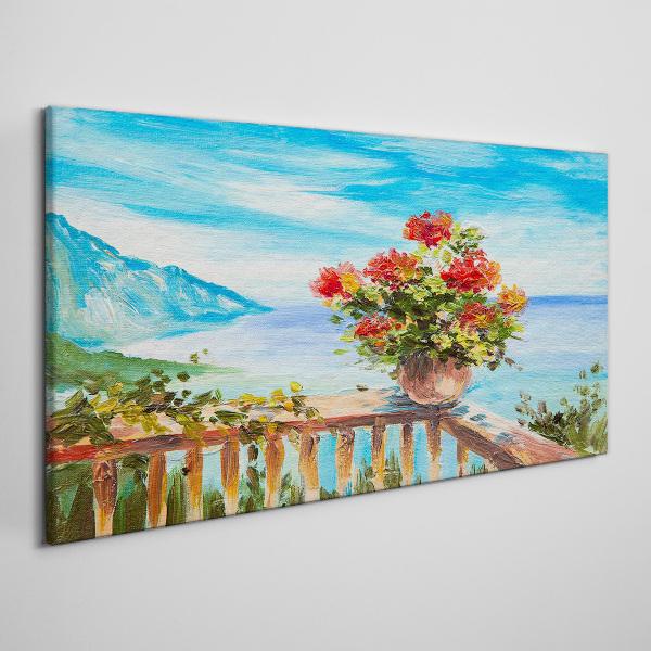 Flowers by the sea Canvas wall art