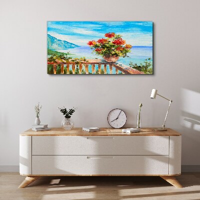 Flowers by the sea Canvas wall art
