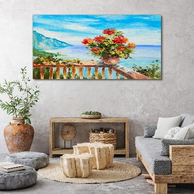 Flowers by the sea Canvas wall art