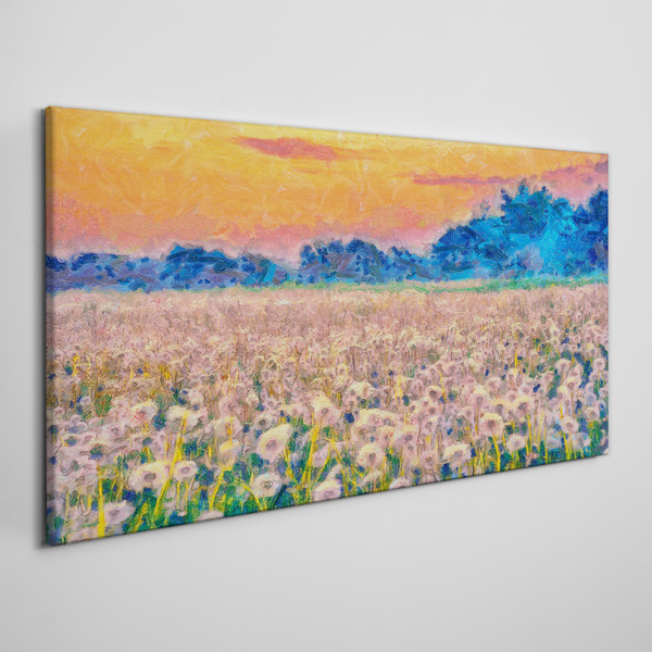 Flower landscape at sunset Canvas wall art