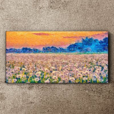 Flower landscape at sunset Canvas wall art