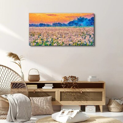 Flower landscape at sunset Canvas wall art