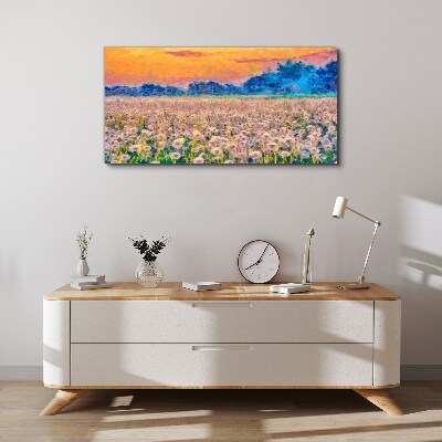 Flower landscape at sunset Canvas wall art